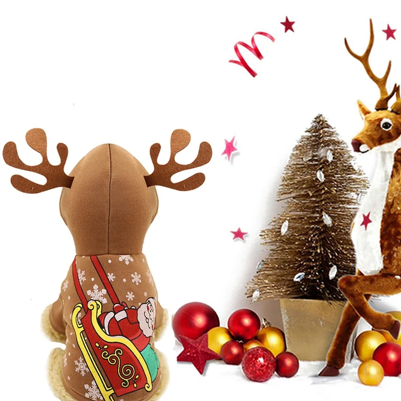 Зимняя одежда для собак кошек забавная косплея Рождественский костюм Лося