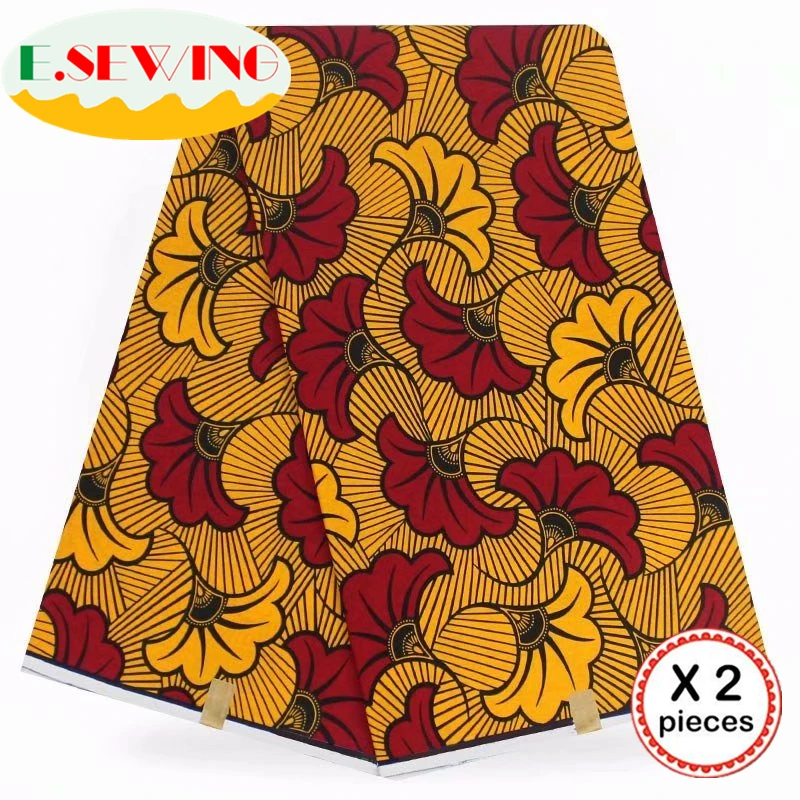 

ESEWING 2019 High Quality African Wax Print Fabric 100% Cotton Ankara Sewing Material For Dress Ankara Wax print Fabric 12yards