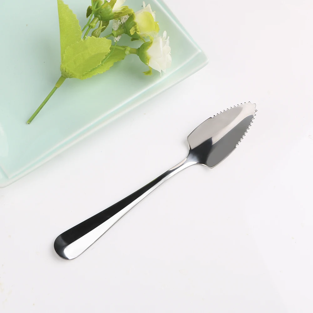 HILIFE Dessert Tea Coffee Spoon 15.5cm Fruit Grapefruit Spoon Serrated Edge Stainless Steel Tableware Flatware Long Handle stainless steel spoon