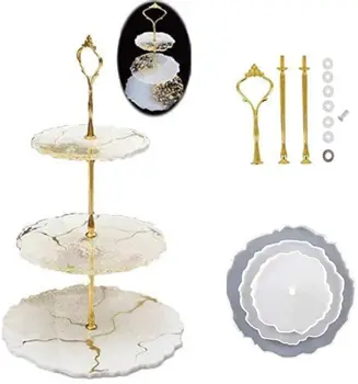 

Terriyang 3 Tier Cake Stand Fruit Dish Coaster Resin Casting Silicone Mold Stand Agate Epoxy Craft,DIY Irregular Epoxy Resin