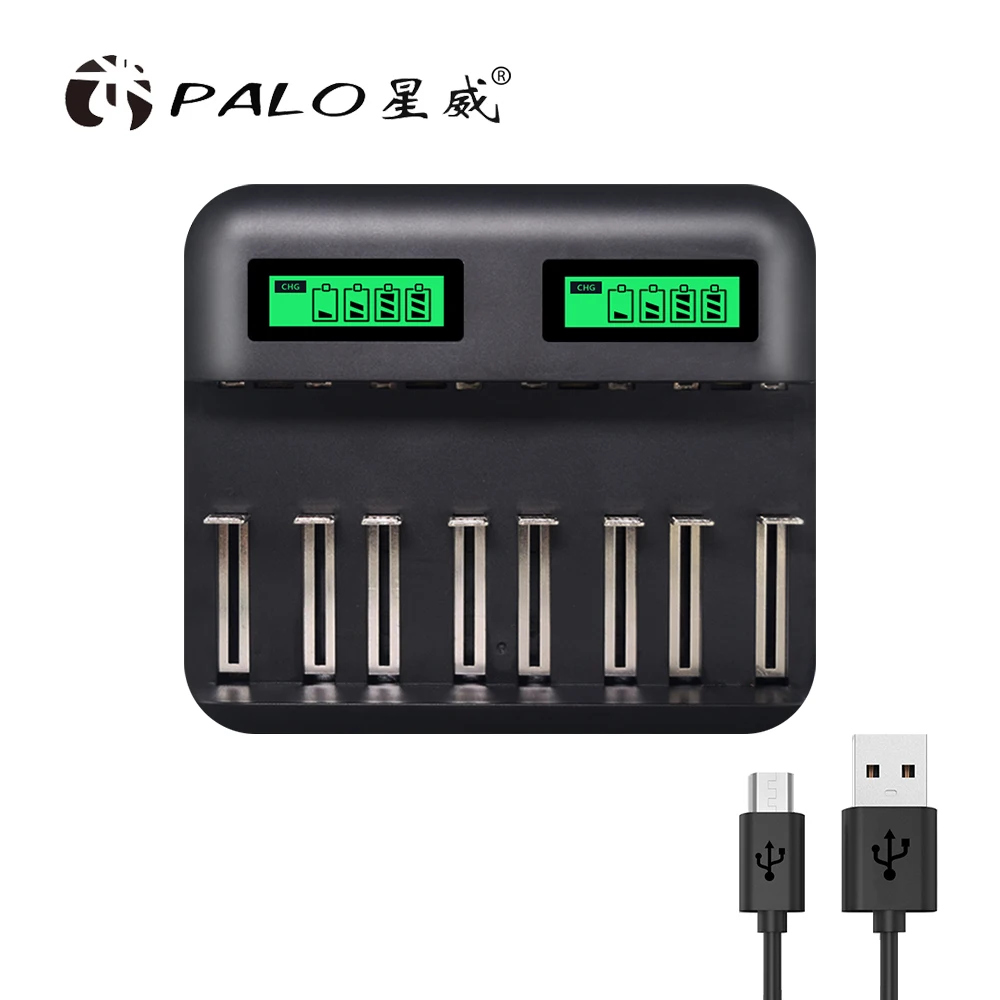 USB 8 слотов для AA AAA 2A 3A Sc C D размер перезаряжаемая батарея ЖК-дисплей Usb быстрое умное зарядное устройство для 1,2 в ni-MH ni-Cd