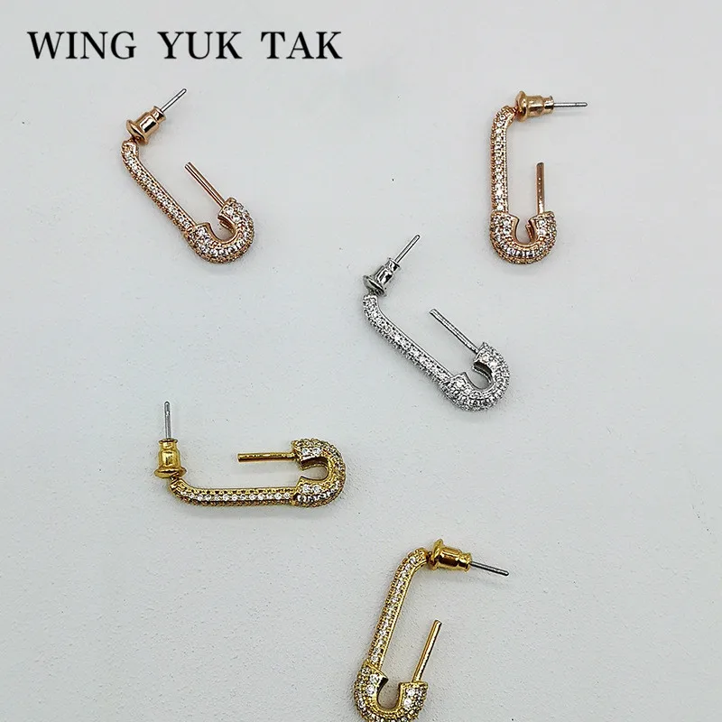 Крыло ЮК так Роскошный Сияющий циркон серьги для женщин рок стиль медная булавка Форма Серьги гвоздики модные ювелирные изделия