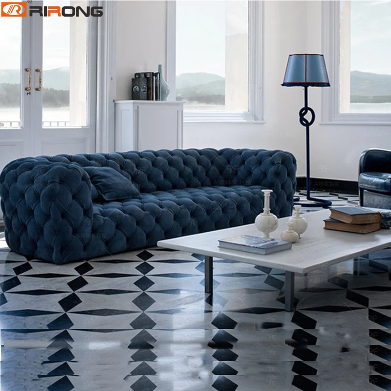 Spanje Ontwerp Woonkamer Sofa Set Geel Blauw Fluwelen Enkele Drie Seat Chesterfield Sofa Salon Couch Sier Stitch Capito Woonkamerbanken Aliexpress
