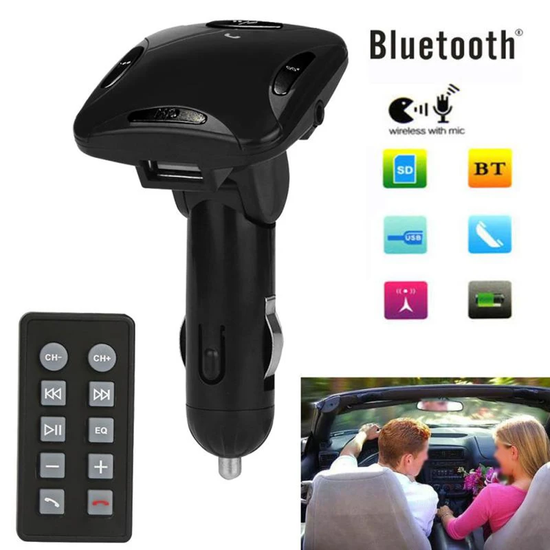 Автомобильное зарядное устройство DC 5V 2.1A черный Bluetooth V3.0 Комплект LCD MP3-плеер fm-передатчик изготовлен из высококачественного материала, прочный