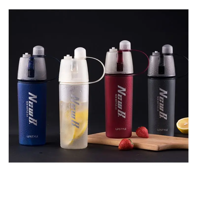 

600Ml Spray Plastic Water Bottle Cool Summer Sports Fitness Hydration Kettles BPA Free Travel Mountaineering Moisturizing Kettle