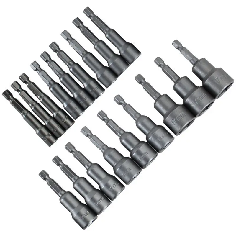 

6-19MM 14PCS Power Tool Nut Driver Set Quick Change Nut Driver Bit Nutdrivers Metric Socket Hex Shank Impact Drill Bit Adapter