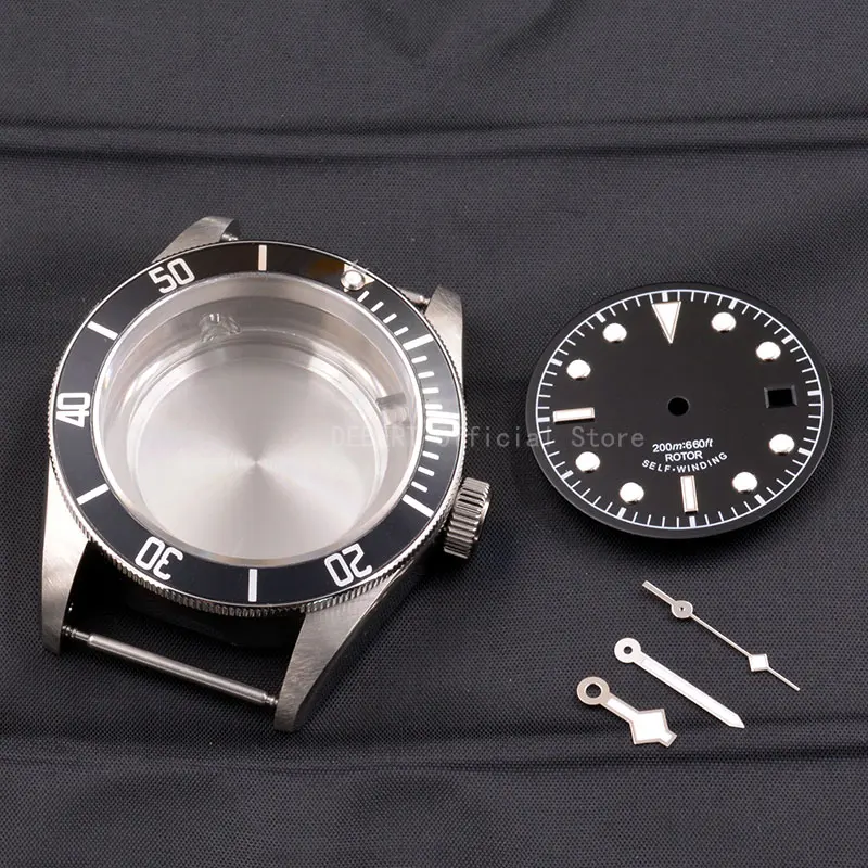 

41mm Watches parts Case dial hands Fit ETA 2836/2824 Miyota8215 821A movement for mens mechanical Brass Coated 316L S Steel