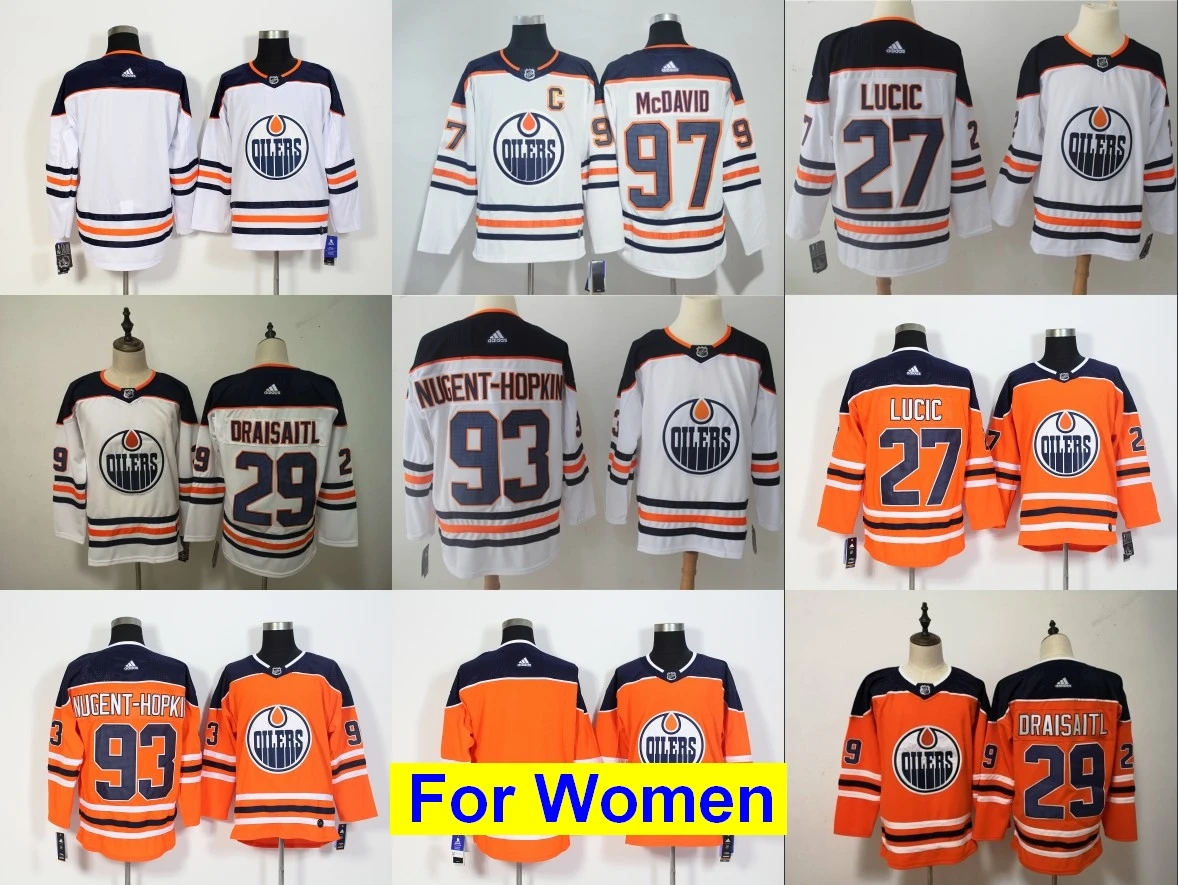 Все сшитые новые женские майки Edmonton Connor McDavid Leon Draisaitl Wayne Gretzky LUCIC NUGENT-HOPKIN