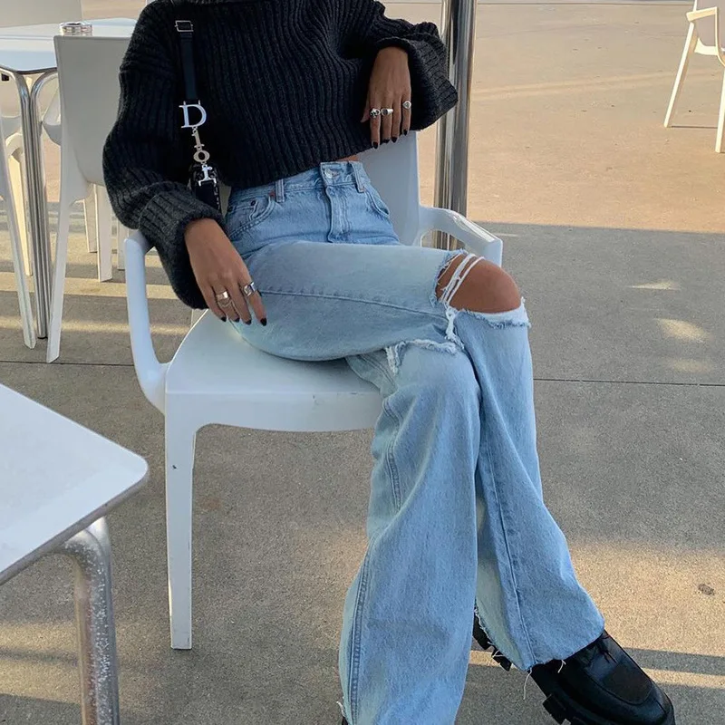 Cargo Pants Women Jeans High Waist 