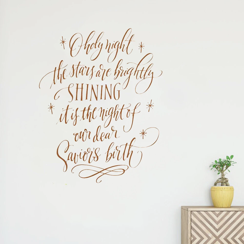 Christmas Lettering O Holy Night Lyrics Christmas Wall Decor Holiday Decor Removable Vinyl Wall Decall Ph394 Wall Stickers Aliexpress
