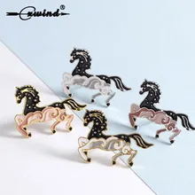 Cxwind nuevo Animal caballo esmalte broche aguja de cuello hombres y Eomen Clip para Cuello de camisa Pin Ropa Decoración Bijoux