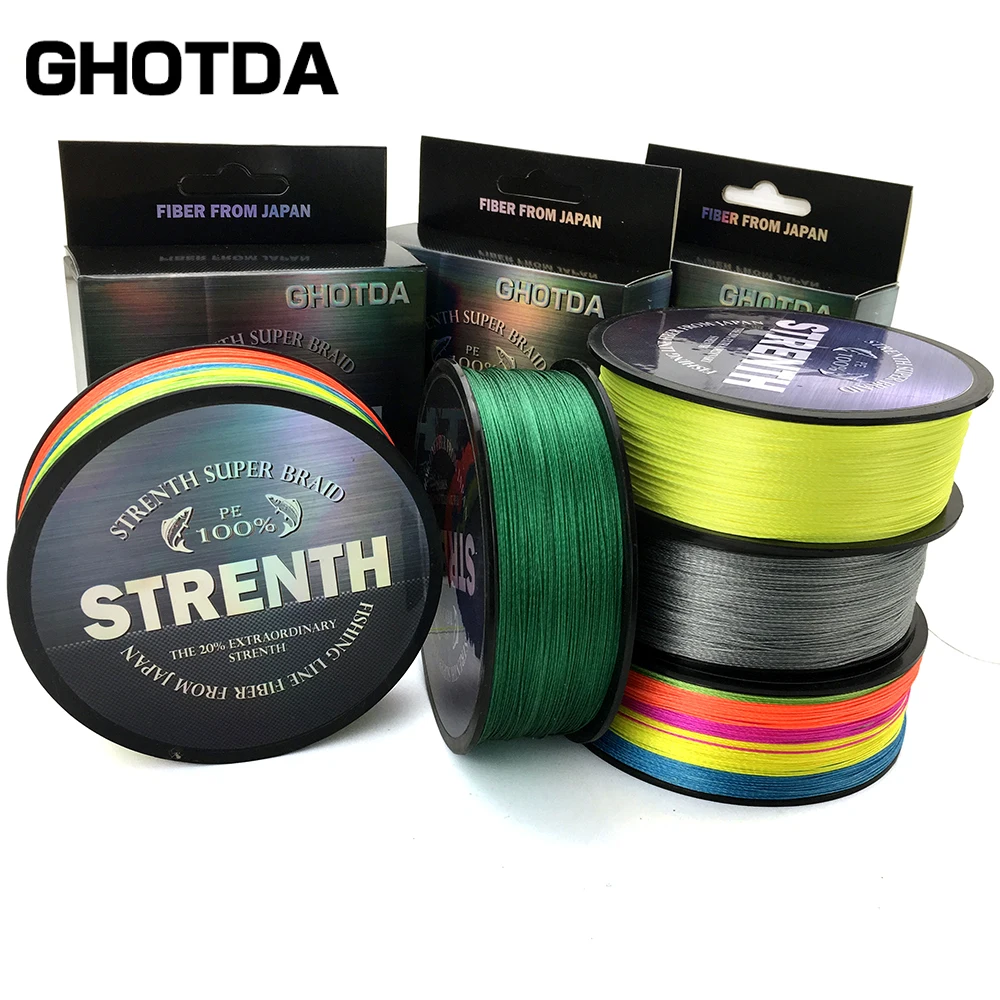 Linha de Pesca Trançada de Material Ghotda Super Forte 12 18 28 35 40 50 60 Lbs 300m 10