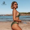 CUPSHE Army Green Solid Bikini Set Women Triangle Sexy Two Pieces Swimwear 2022 Girl Plain Beach Bathing Suit Swimsuits ► Photo 3/6