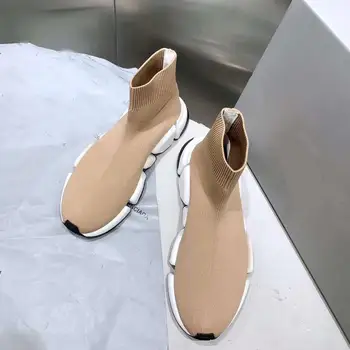 

vallu 2020 spring and autumn new breathable knitted wool cylinder color matching outsole light and comfortable shoes low boots