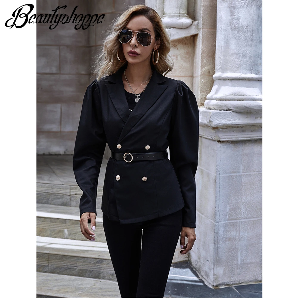 Autumn Slim Blazer Women Suit Jacket Female Business Double Breasted Blazers Work Office Lady Suit Black Button Coat Fashion Top parka jacket