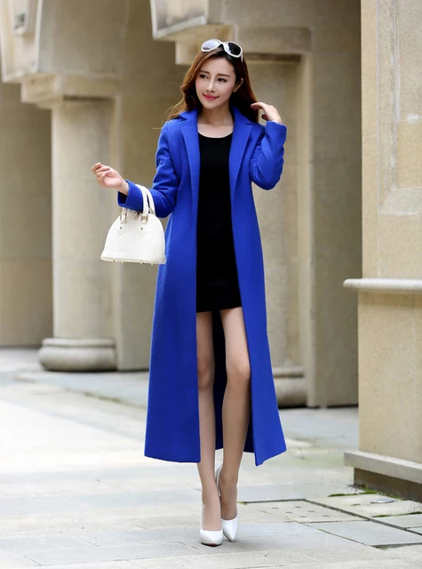 Royal Blue Robe Wrap Coat - Women - Ready-to-Wear