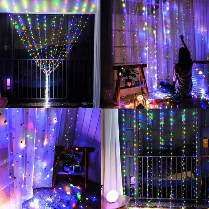 

3Mx3M 300 LED USB Led Curtain Light Copper Wire LED String Curtain Lights Wedding Xmas Decorative Light With Remote Control