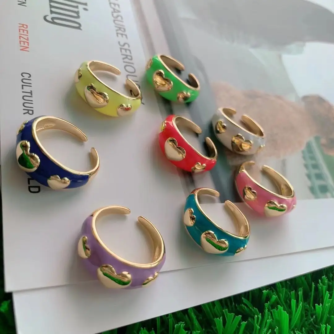 

10PCS, Dainty Gold Color Heart Rings For Women Girls Minimalist Heart Shape Anillos Mujer Fashion Jewelry Wedding Gifts