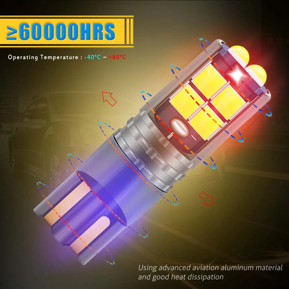 2 stücke T10 W5W Super Helle Auto Innen Lesen Dome Licht Marker Lampe Hohe Qualität 168 194 LED Auto Keil parkplatz Lampen Orange – Detail 6