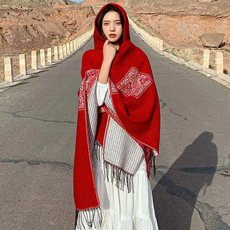 VANOVICH Desert Tourism Scarf Warm National Wind Cloak Jacket 2022 Autumn and Winter New Womens Cape |