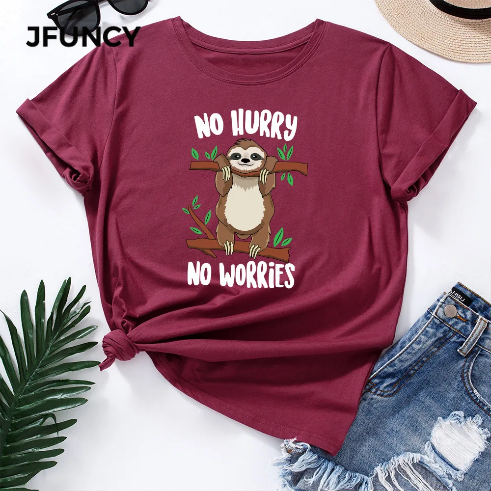 JFUNCY летняя 100% хлопковая футболка для женщин Большие размеры топы с короткими