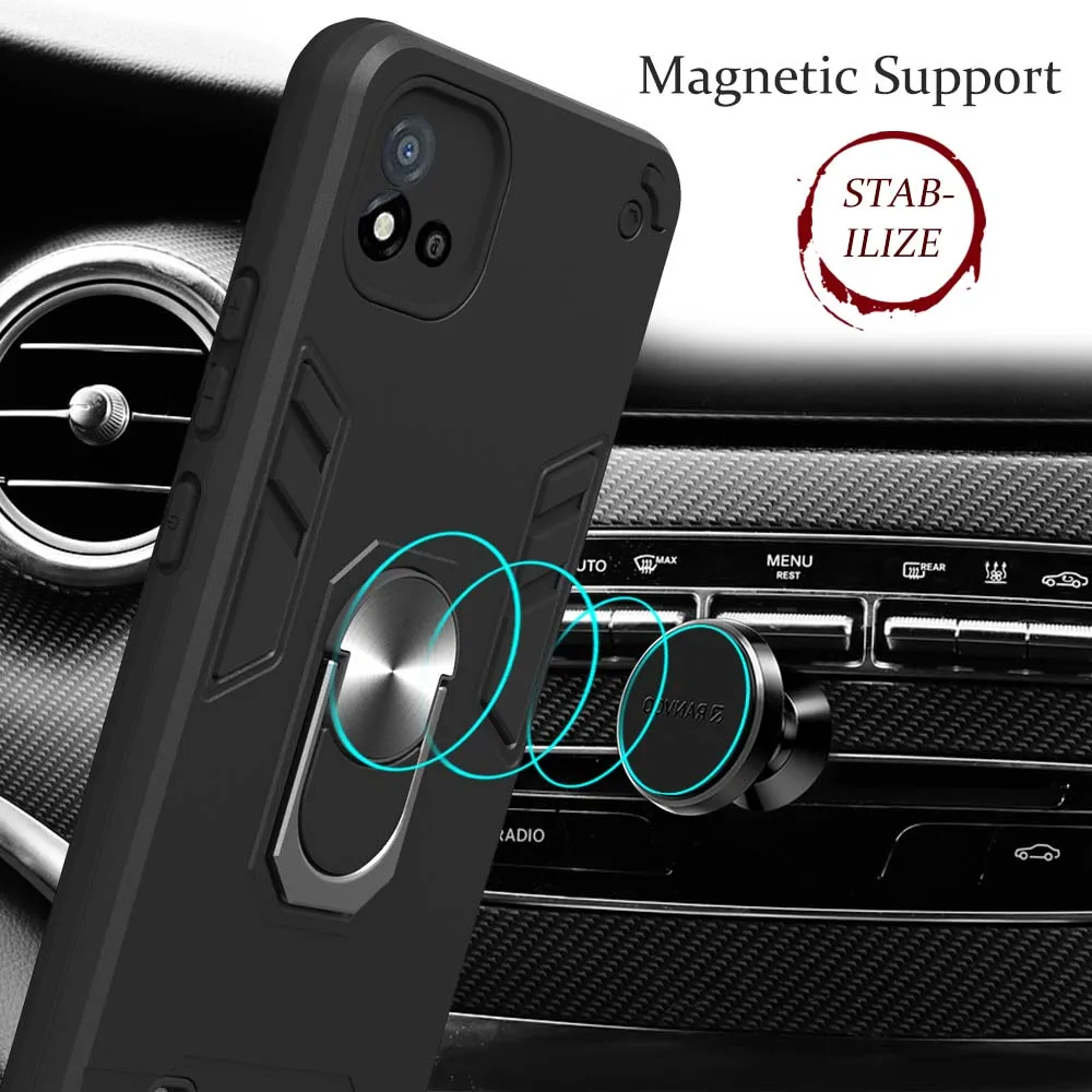 

Magnetic Metal Ring Stand Holder Armor Shockproof Case For OPPO Realme C20 Soft TPU Frame Hard PC Protective Back Cover Fundas