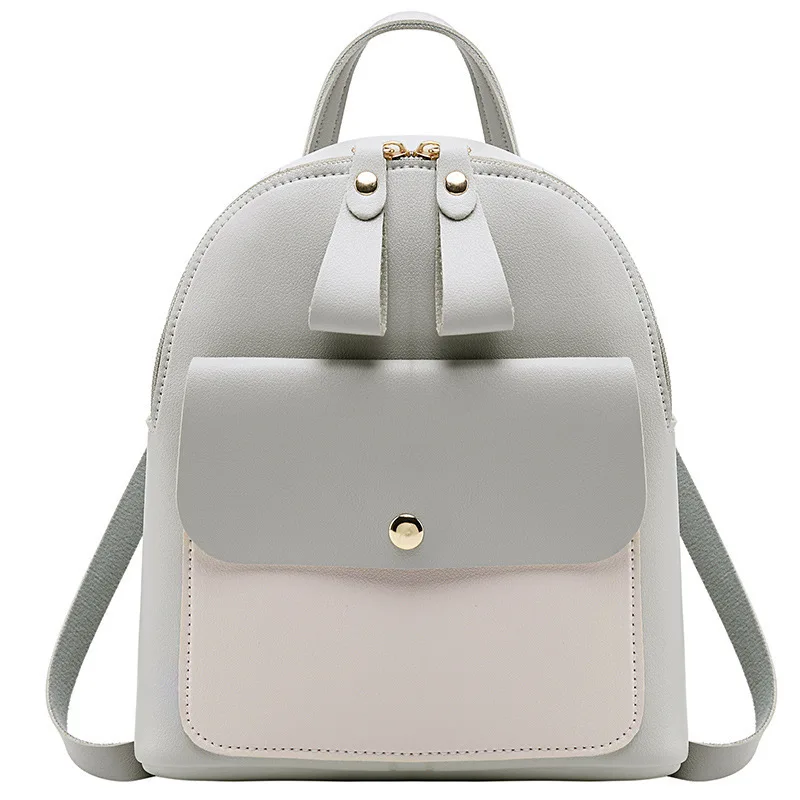 

Korean-style Women's Double Pull Contrast Color Backpack Logo2018 Winter New Products Shoulder