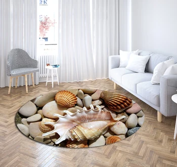 

Beach Stone Print Polyester Area Rugs Round Mats for Living Room Bedroom Children Bedroom Rugs Carpets Computer Chair Floor Mats