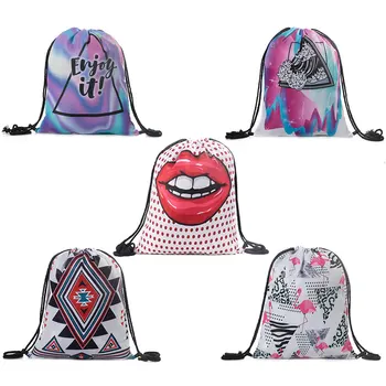 

New Fashion Printing Drawstring Backpack Cheap Child Drawstring Rucksack Small School Bag Travel Drawstring Bag Girl Cute