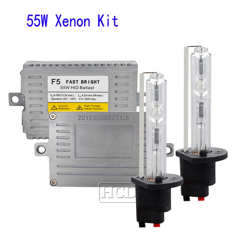 HCDLT 55W HID Slim Ballast Xenon Kit H1 H3 H7 H11 9005 9006 HID Replacement Headlight Conversion kit 4300K 5000K 6000K 8000K (2)