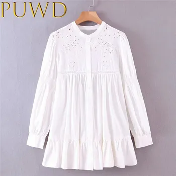 

Elegant women hollow out shirts 2020 fashion ladies vintage long shirt female chic loose tops casual girls cotton 100% blouses