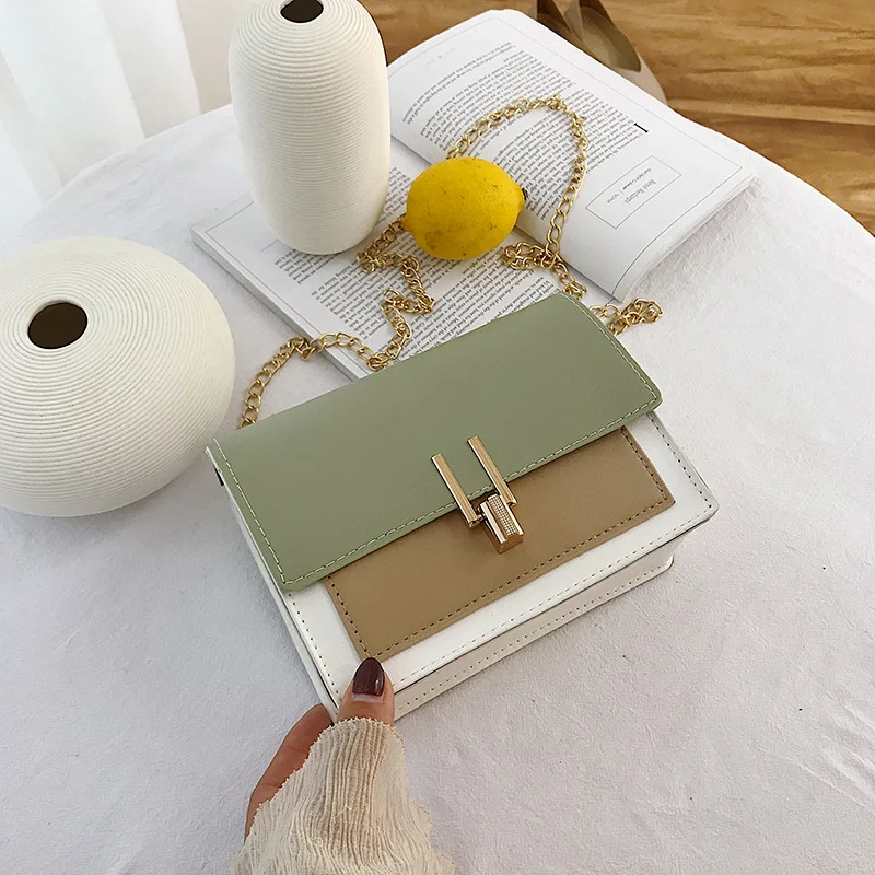 

Small Bag Women's 2019 New Style Fashion Korean-style Versatile Chain Shoulder Bag Fashion Contrast Color Y Lock Bag Shoulder Sq