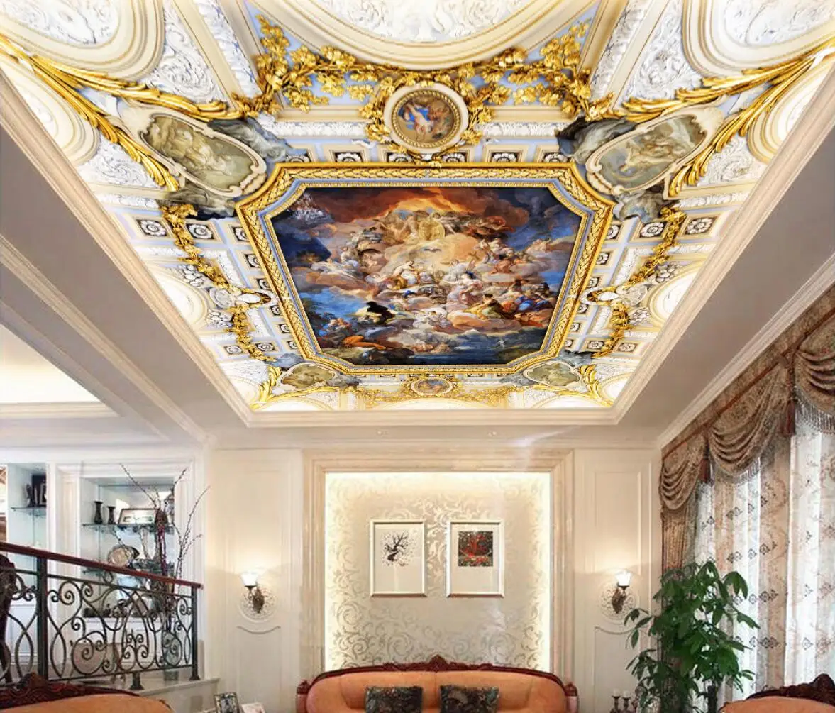 beibehang murais topo suspenso teto mural papel de parede pintura ocidental europeu ceu anjo foto paredes 02