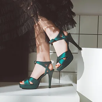 

Fish Mouth Sandals New Style Stiletto Sandals Fashion Sexy Buckle Retro Womens Shoes Super High Heels Dance Shoes