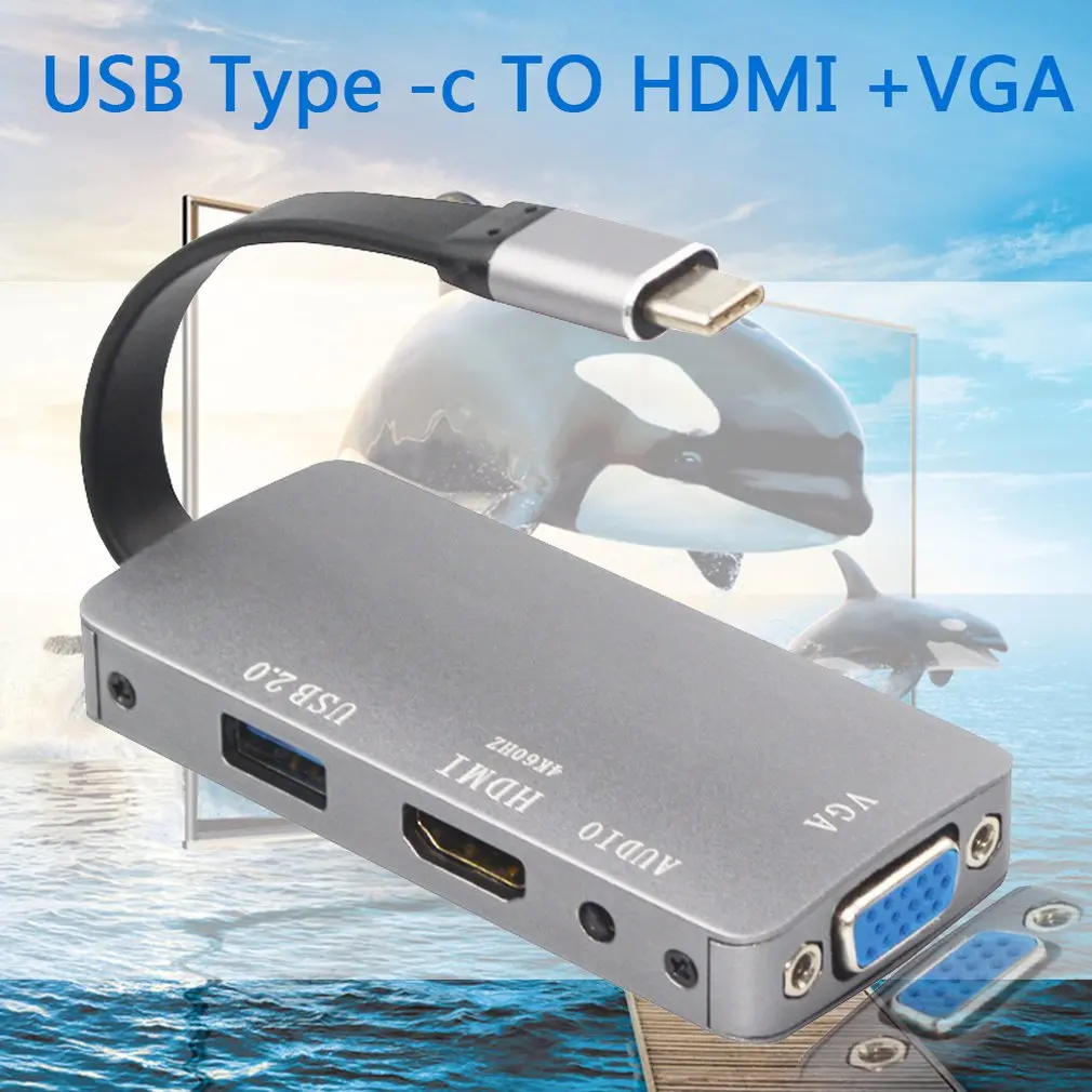 Usb C к Hdmi Vga Аудио адаптер Avedio ссылки Usb 2,0 type C к 1080P Vga 4K Hdmi Цифровой Av адаптер видео конвертер