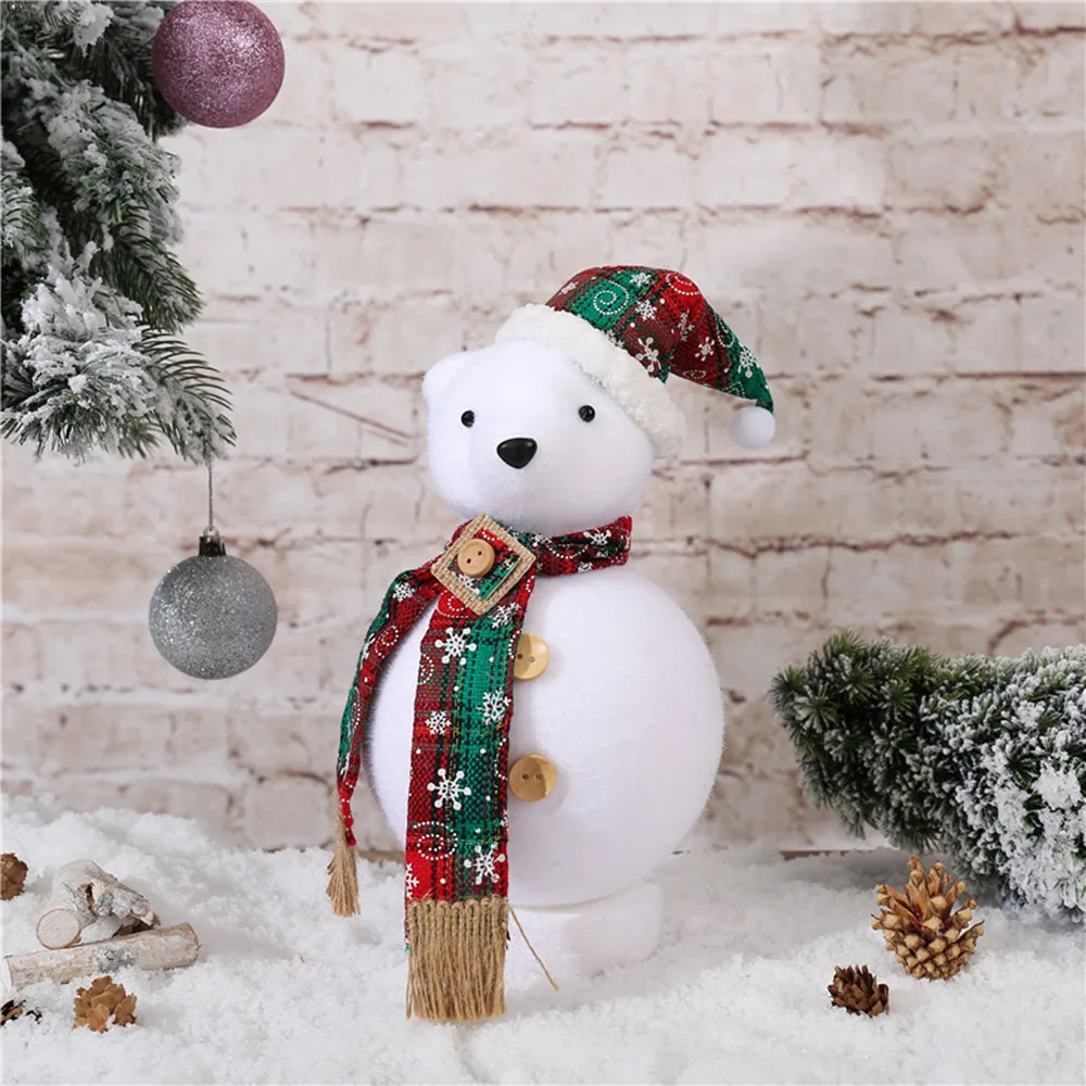 Рождественское украшение световые атрибуты светодиодный Снеговик Медведь елочные игрушки для украшения светящиеся вечерние поставки с утолщённой меховой опушкой