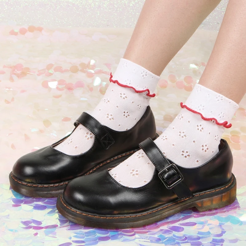 Японский сладкий небольшой свежий дышащий носок манжеты студентов милый грибок хит цвет кружева колледжа Ветер