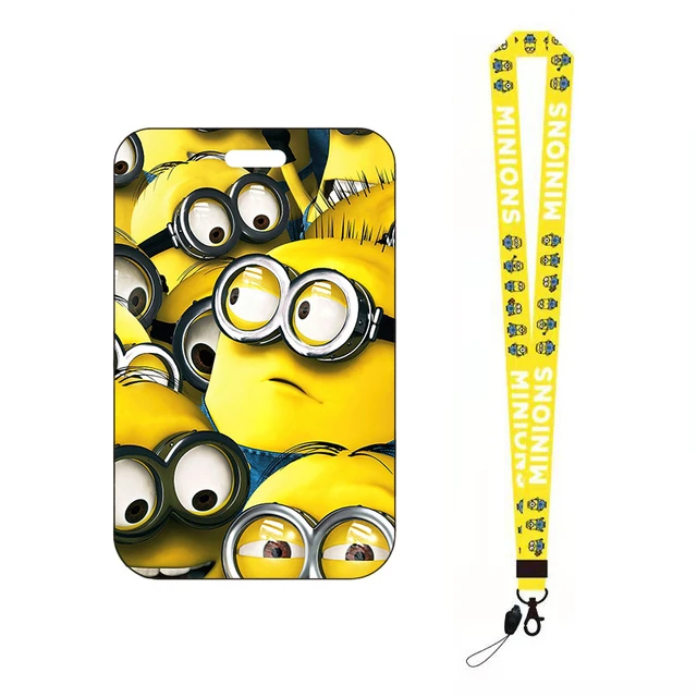 Cartoon Little Yellow Man Lanyard Push Card Holder For Suitable Flat Cards  Such As School Office Exhibition Lanyard Card Gifts - Badge Holder &  Accessories - AliExpress