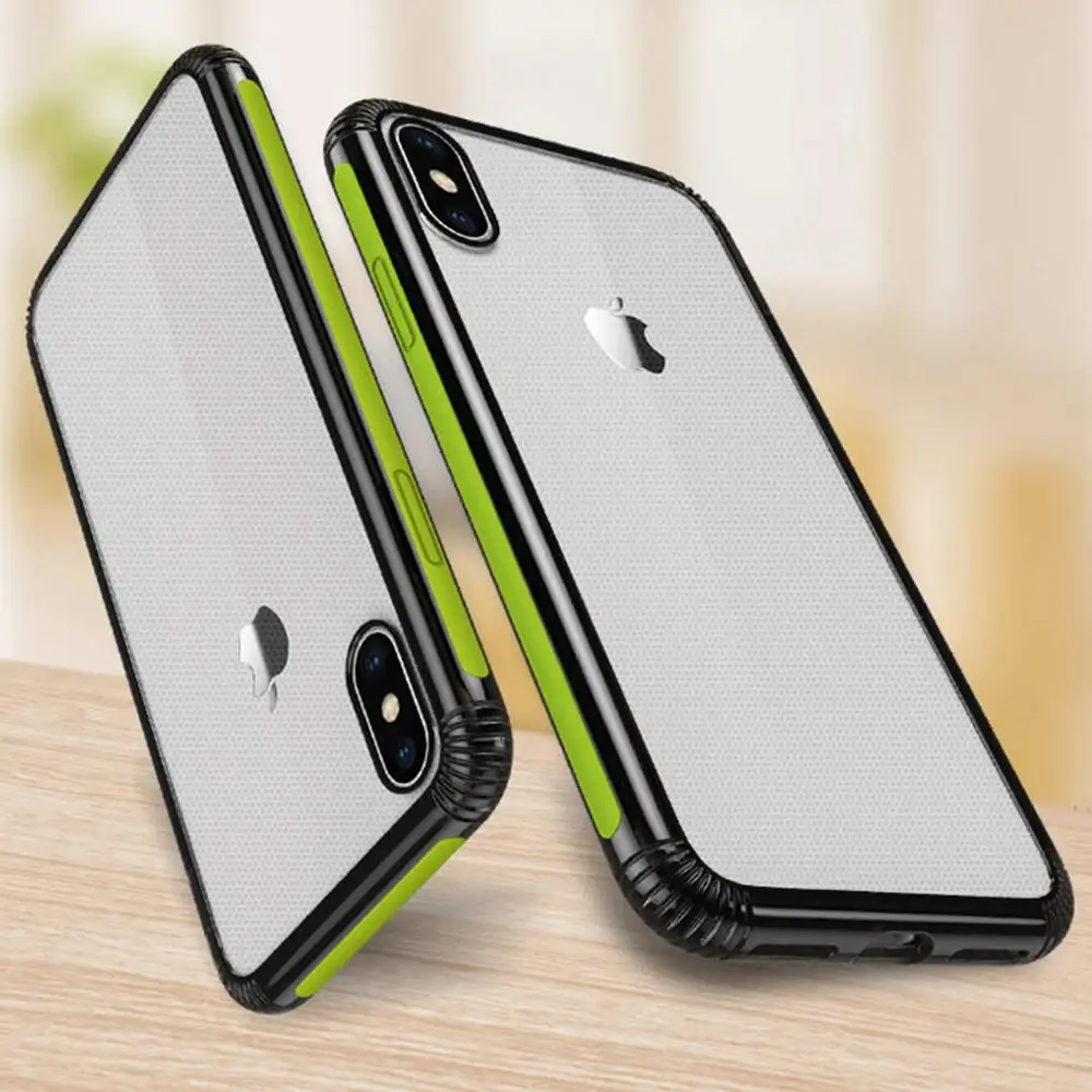 

Clear Phone Case For iPhone XS MAX Military Grade Anti-fall Transparent Soft TPU Back Cover For iPhone X XR XS MAX Coque Fundas