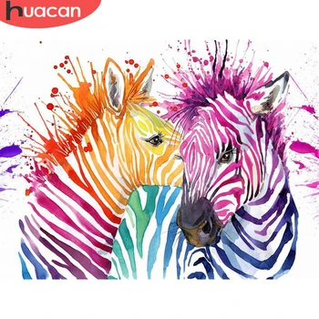

HUACAN 5d Diamond Painting Animal Full Square/Round DIY Diamond Embroidery Zebra Mosaic Couple Handmade Gift Home Decor