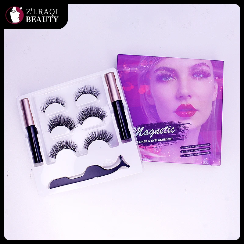 

3 Pairs Of New Magnetic Eyelash Sets, A High-intensity Magnetic Eyeliner And A Tweezers False Eyelashes Handmade Natural Eyelash
