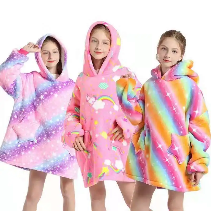 Unicorn Blanket for Kids - Girls Wearable Hooded Blanket Kids