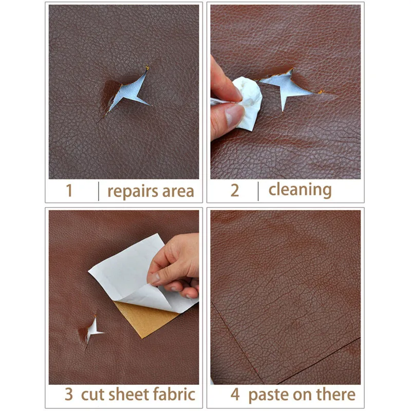 Self-Adhesive PU Leather Repair Patch - 20x30cm Synthetic Imitation Leather Sheet