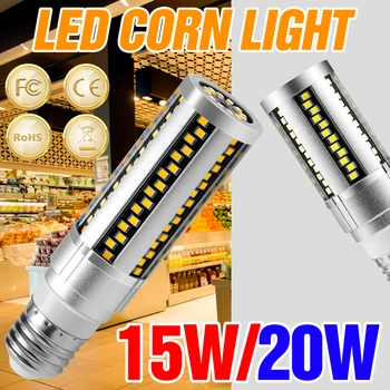 

15W 20W 220V Corn Bulb No Flicker LED Lamp For Workshop Factory Lighting Bulbs High Power LED Light 2835 SMD Chandelier Ampoule