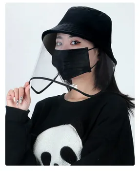 

Anti-fog Masks Windproof Bucket Hat Men Women Summer Sun Hats Foldable Clear Face Mask Fishing Caps Removable Protective Cap