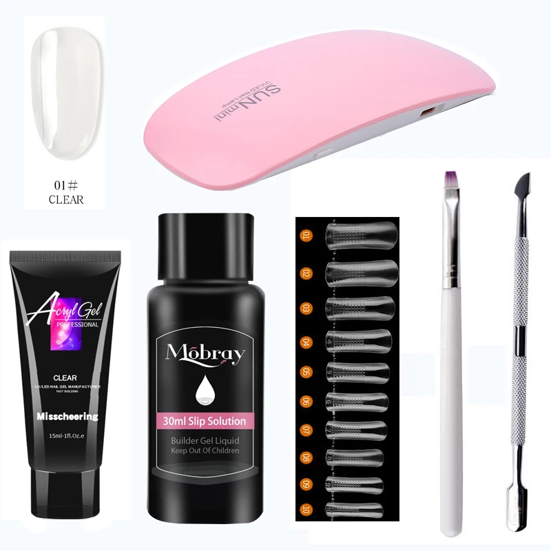 

Hot Acrylic Gel Kit Nail Extension Gel Set with Nail Tips Nail Dryer Quick Dry Acrylic Builder Gel for Manicure Fingertip Extend