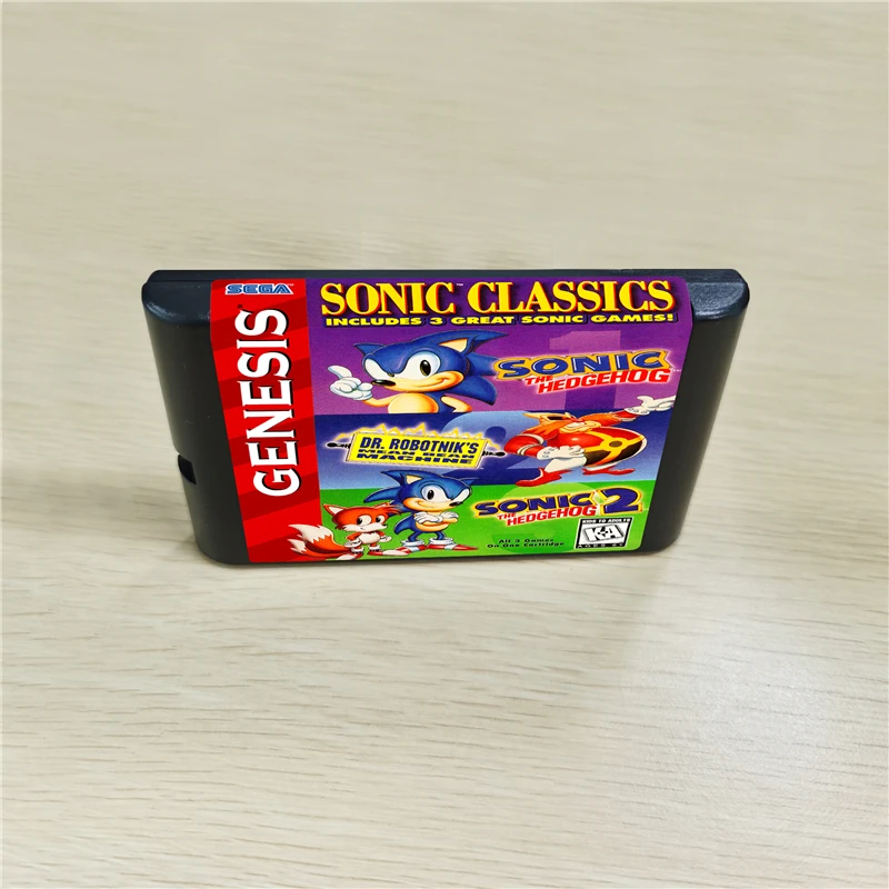 Картридж Sonic Classic (Sonic 3 в 1) 16 бит MD Games для консоли MegaDrive Genesis|game cartridge bits|cartridge bitcartridge