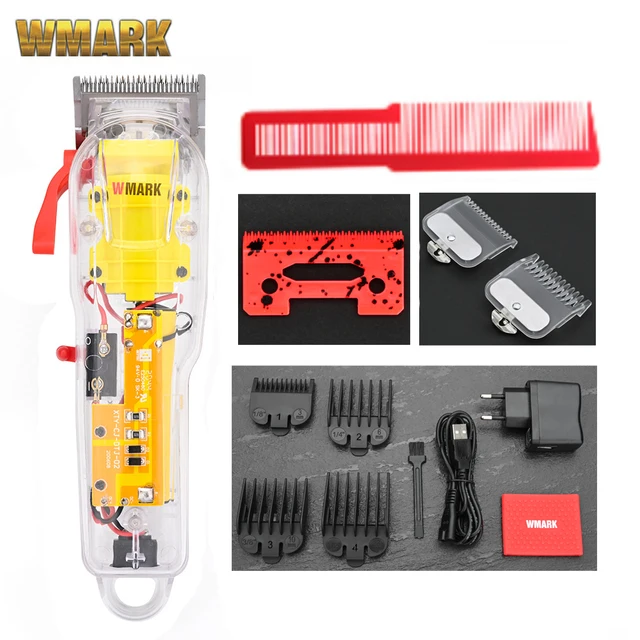 2021 WMARK New Model NG-108 Rechargeable Hair Cutting Machine Hair Clippers Trimmer Transparent Cover White Or Red Base 7300rpm 108AR
