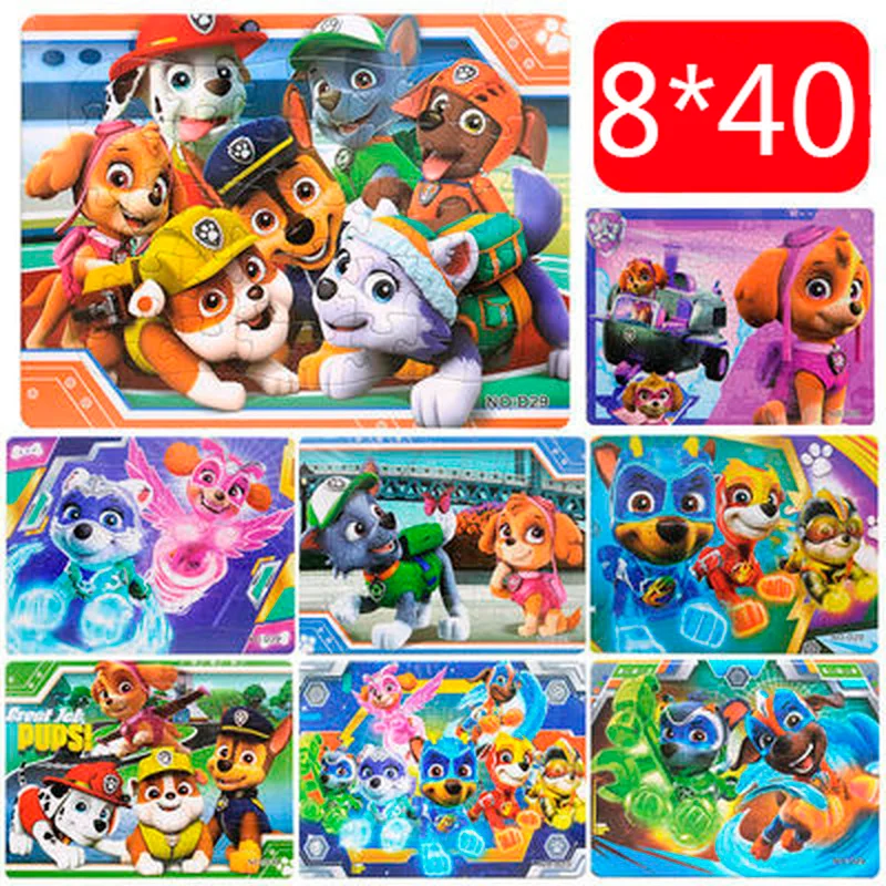 Hot 40*80Pieces Wooden Puzzles Paw Patrol Pattern Wood Jigsaw Toy Kids Educational Learning Toys for Children Christmas Gift | Игрушки и
