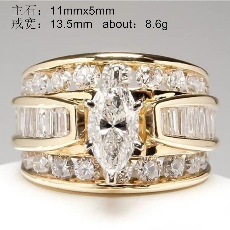 Tanio YOBEST Charm okrągły duży kryształowy pierścień klasyczny